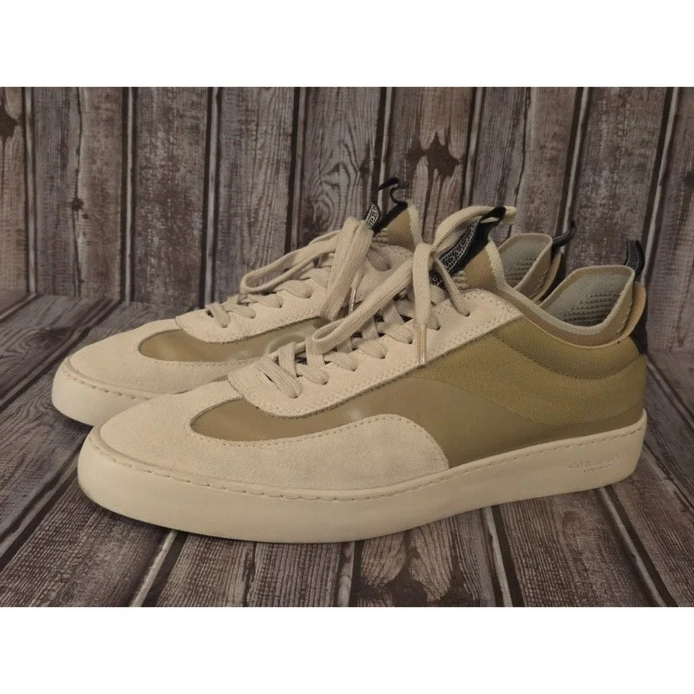 Sz 12 /‎ 46 Men's Scotch & Soda Plakka Multi Sand Olive Leather Shoes Sneakers